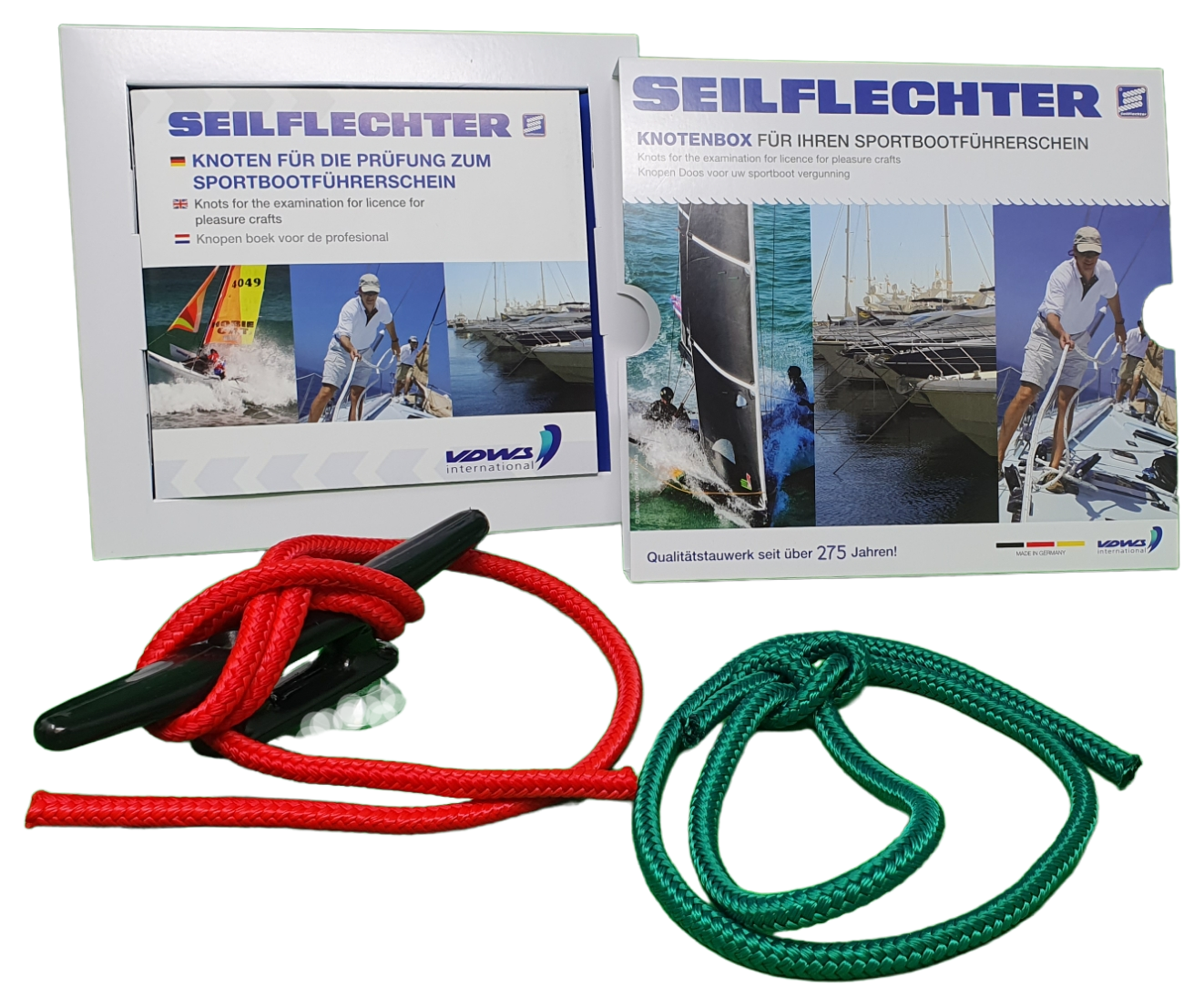 Seilflechter Knotenbox für Bootsprüfung