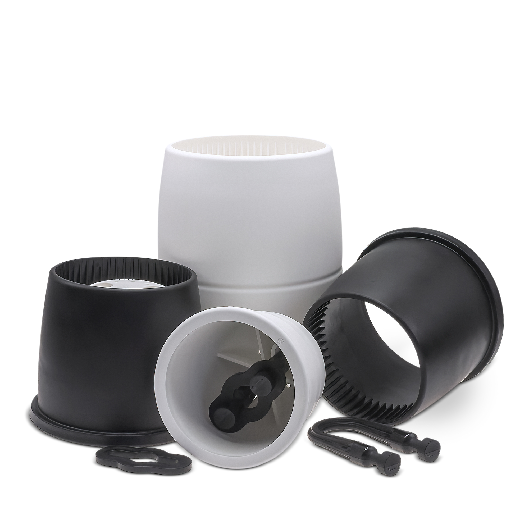 POP-Fender Zebra-Weiss – Teleskopierbarer, platzsparender Bootsfender aus TPV