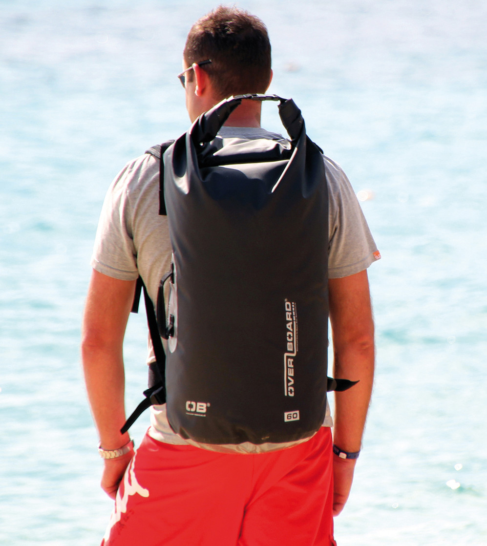 Wasserdichter SACK 60L MIT TRAGRIEMEN 70x33cm, schwarz