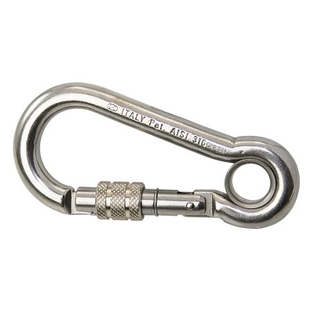 KONG Karabiner aus AISI 316 Edelstahl mit Auge und Schraubverschluss (Keylock-System)