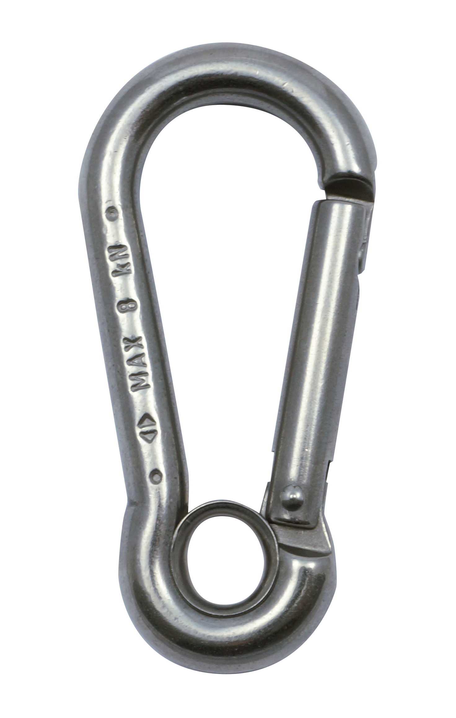 Kong Edelstahl-Feuerwehrkarabiner AISI 316 mit Auge und geradem Schnapper