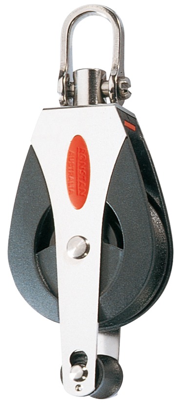 Ronstan Einfachblock 40 mm, kugelgelagert, mit Hundsfott und blockierbarem Wirbelschäkel