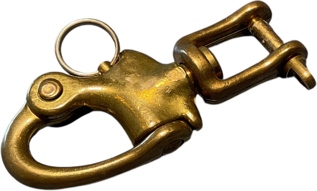 Schnappschäkel mit Bolzen – Messing, 80 mm