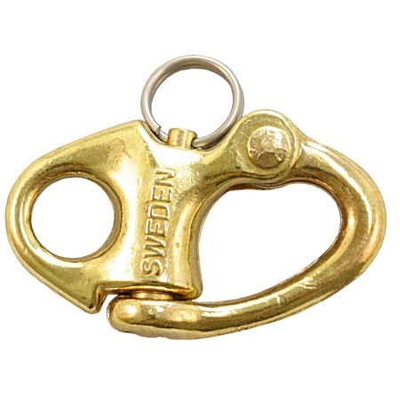 Schnappschäkel Messing - Schweden-Schnappschäkel - mit festem Auge, 50mm