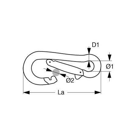 KONG Karabiner aus AISI 316 Edelstahl mit Auge und Schraubverschluss (Keylock-System)