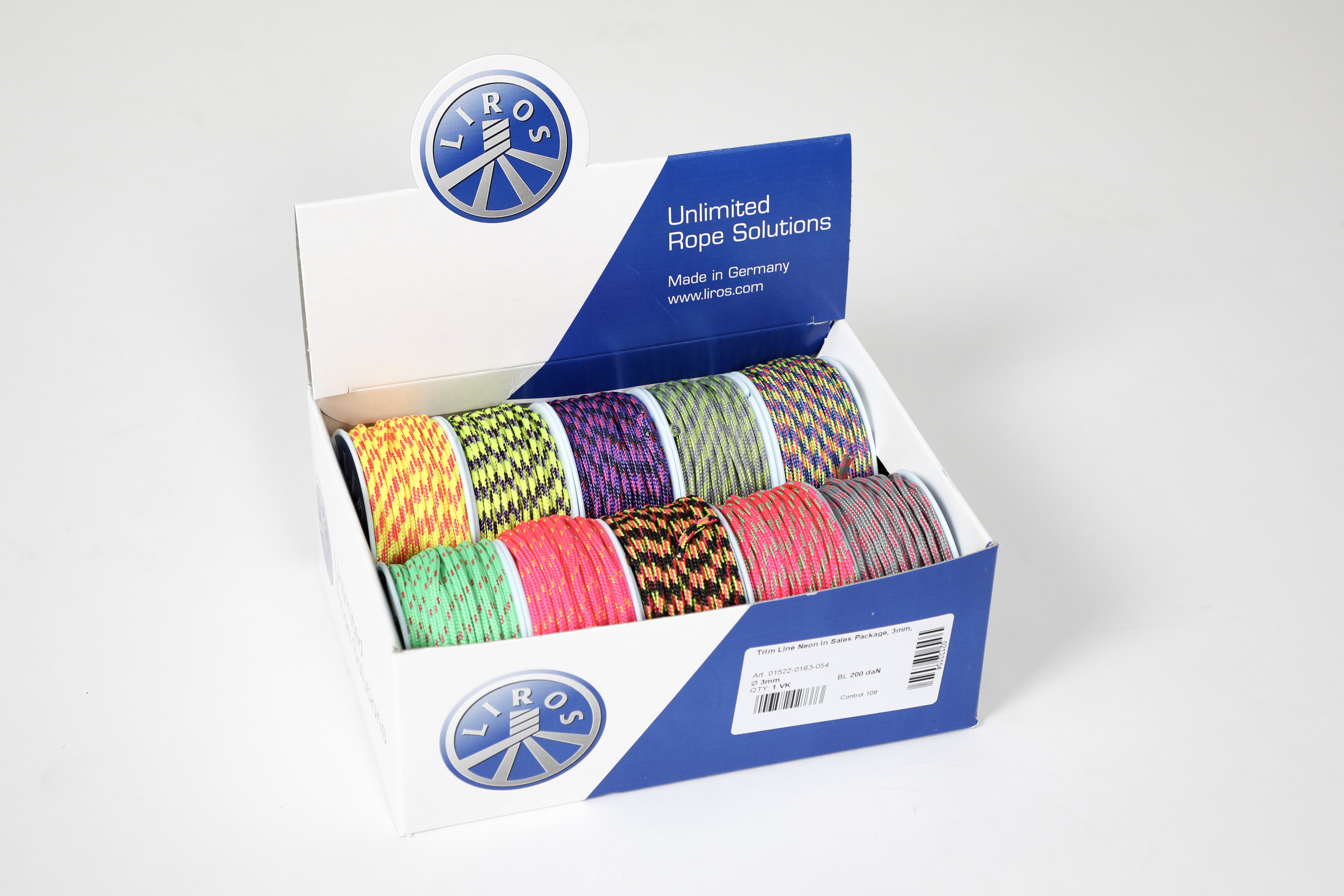 Polyester Trimmleine 3mm, 10 Spulen à 20m, assortiert