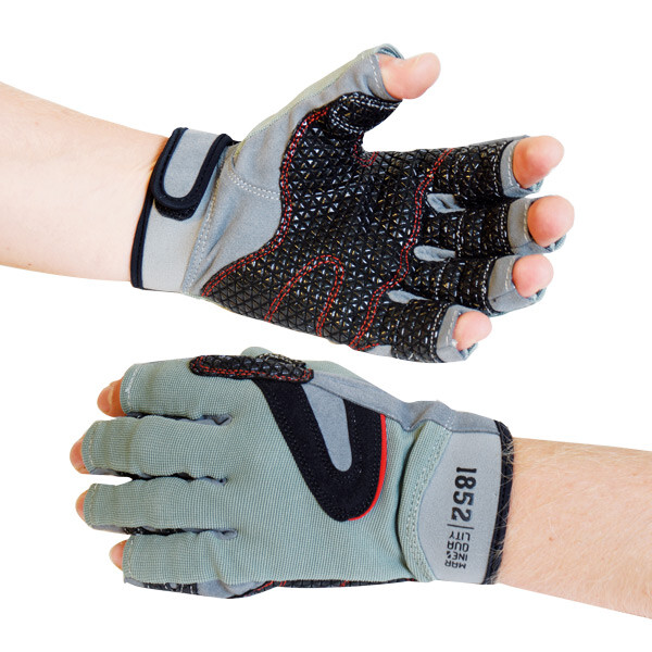 1852 Segelhandschuhe ohne Finger mit Silikongriff, Grau