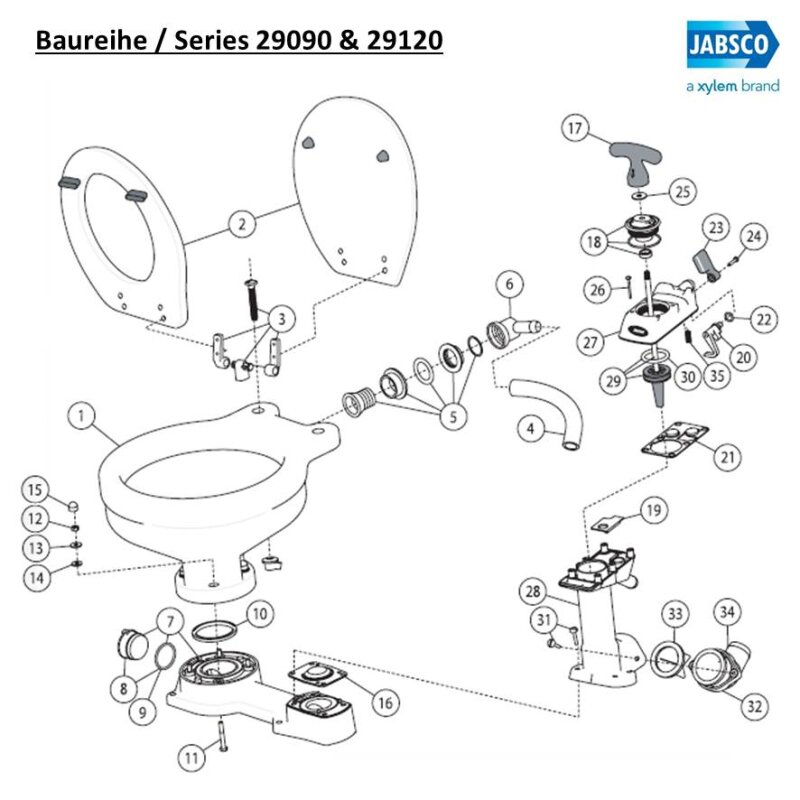Jabsco Auslasskniestück 29029-1000 – Ersatzteil für Marine-WCs