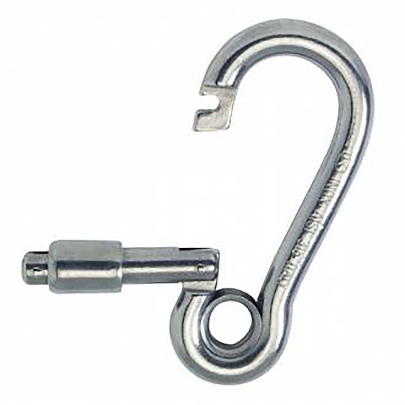 Feuerwehrkarabiner, Federsicherung mit Auge