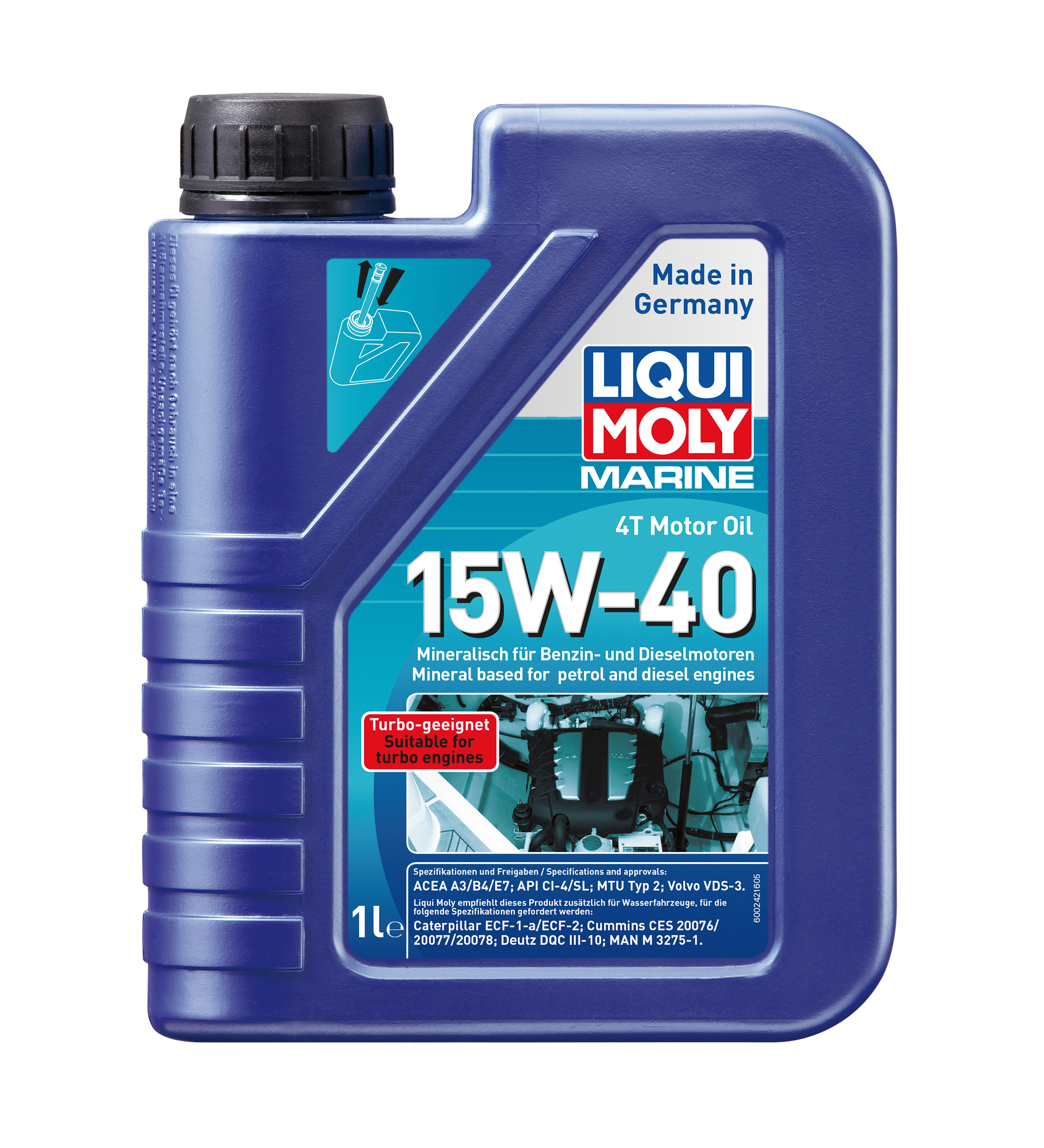 Liqui Moly Marine 4-Takt Motorenöl 15W-40, 1l – Ganzjahresöl für Benzin- & Dieselmotoren