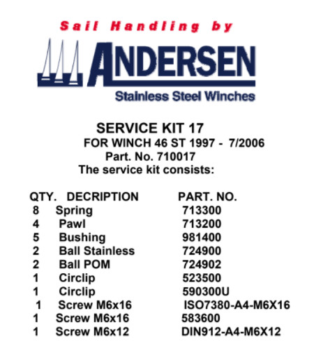 Andersen Service-Kit für 2-Gang Winschen 1997-2006