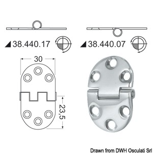 Scharnier herausragender Kern, 2 mm 47x30 mm